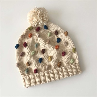Rainbow Popcorn Vest & Beanie Set, Natural