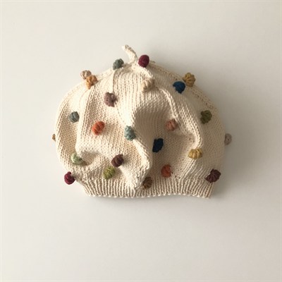 Rainbow Popcorn Vest & Beret Set, Natural