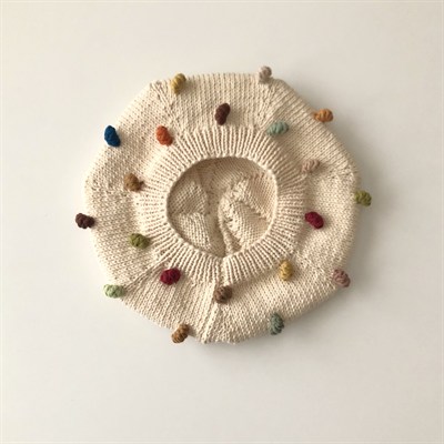 Rainbow Popcorn Vest & Beret Set, Natural