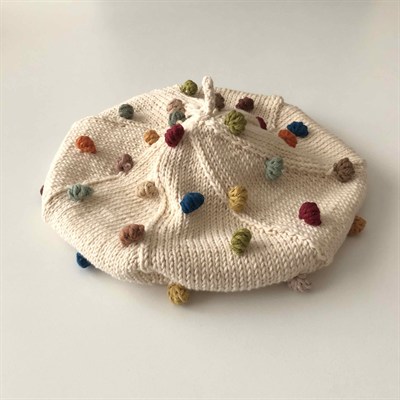 Rainbow Popcorn Vest & Beret Set, Natural