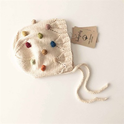 Rainbow Popcorn Romper & Bonnet Set, Natural