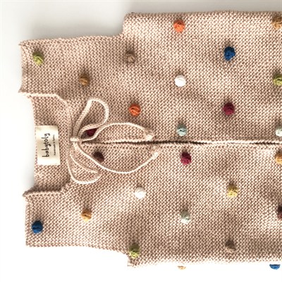 Rainbow Popcorn Vest, Ecru