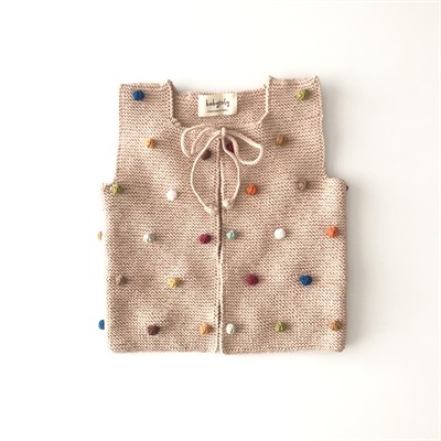 Rainbow Popcorn Vest, Ecru