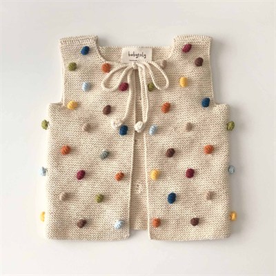 Rainbow Popcorn Vest & Bonnet Set, Natural