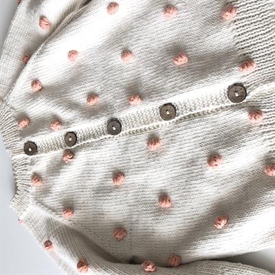 Rainbowpopcorn Cardigan, Snow base × papaya popcorns