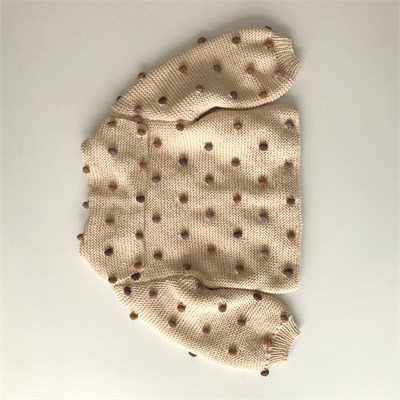 Sailor Rainbow Popcorn Cardigan Long Sleeve, Natural × Brown-Muted Popcorns