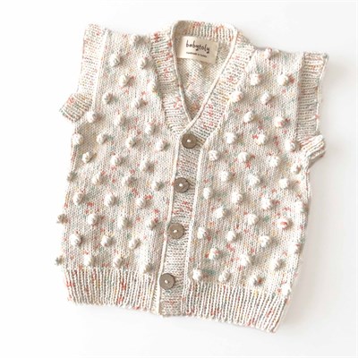 V-Neck Popcorn Vest, Exclusive Confetti - Pineapple