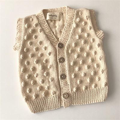 V-Neck Popcorn Vest, Natural
