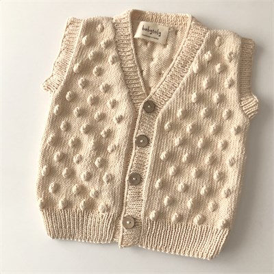 V-Neck Popcorn Vest, Natural