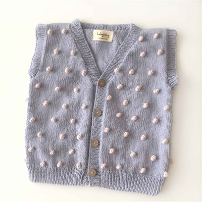 V-Neck Popcorn Vest, Periwinkle