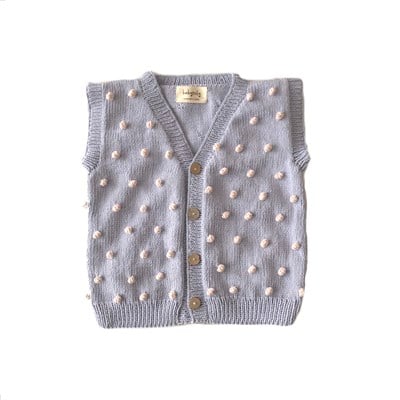V-Neck Popcorn Vest, Periwinkle