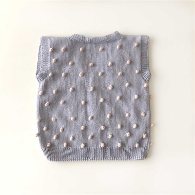 V-Neck Popcorn Vest, Periwinkle