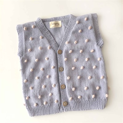 V-Neck Popcorn Vest, Periwinkle