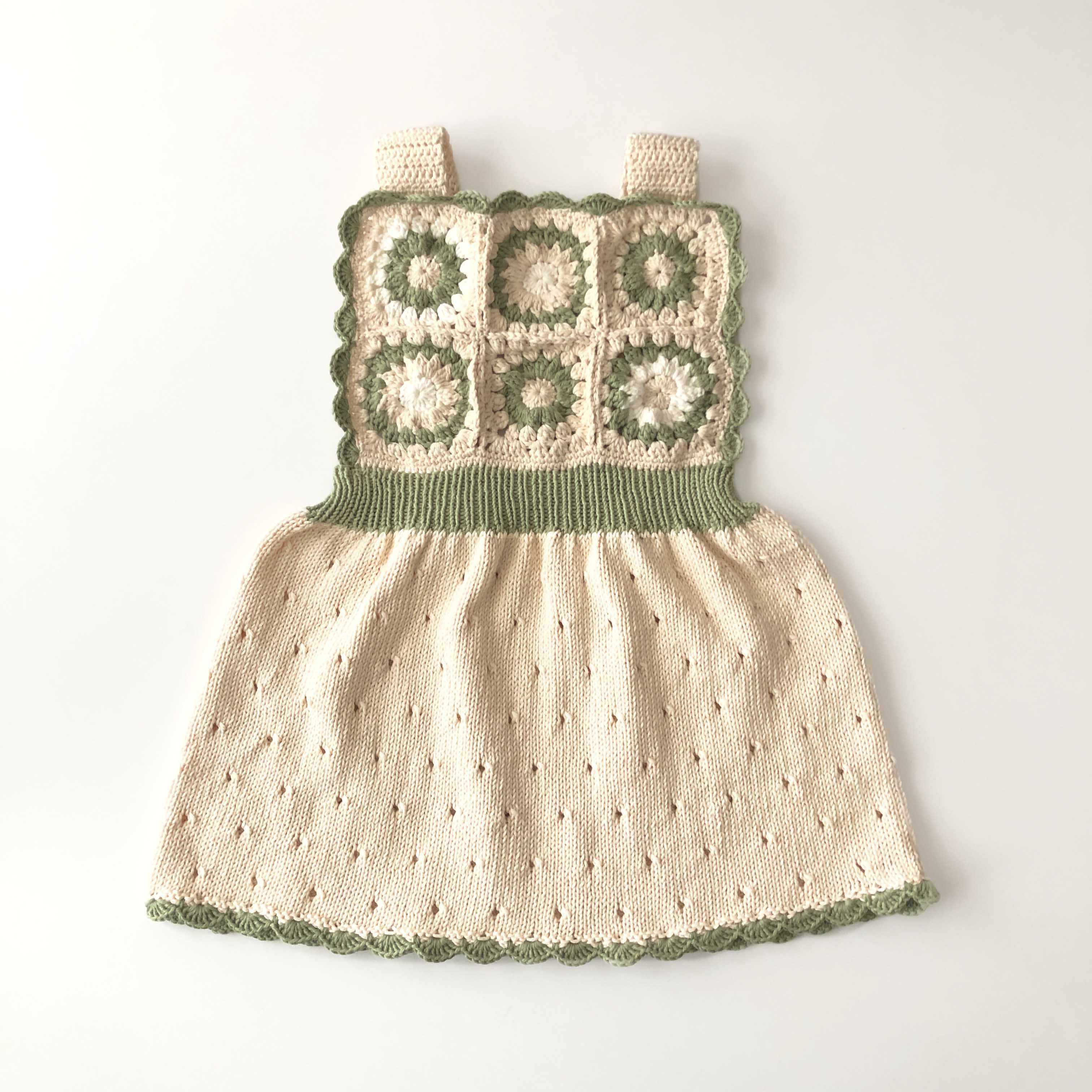 Arende Dress, Natural base × Matcha, Snow