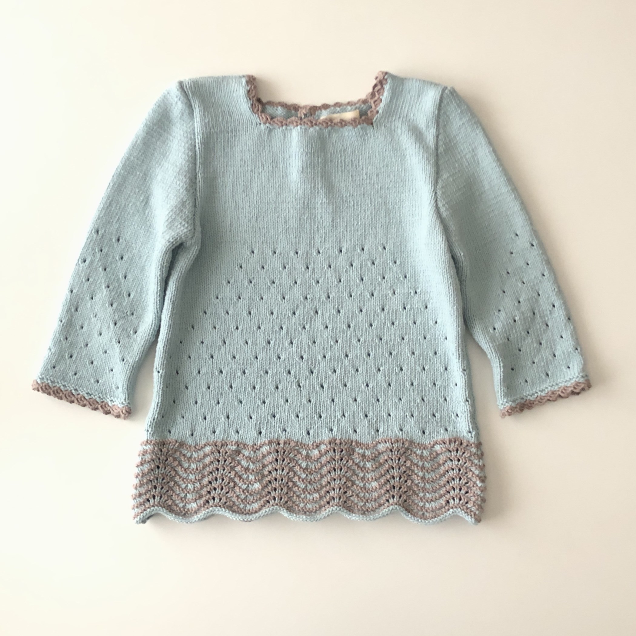 Artemis Dress Long Sleeve / 2 Color, Duck egg blue × Taupe