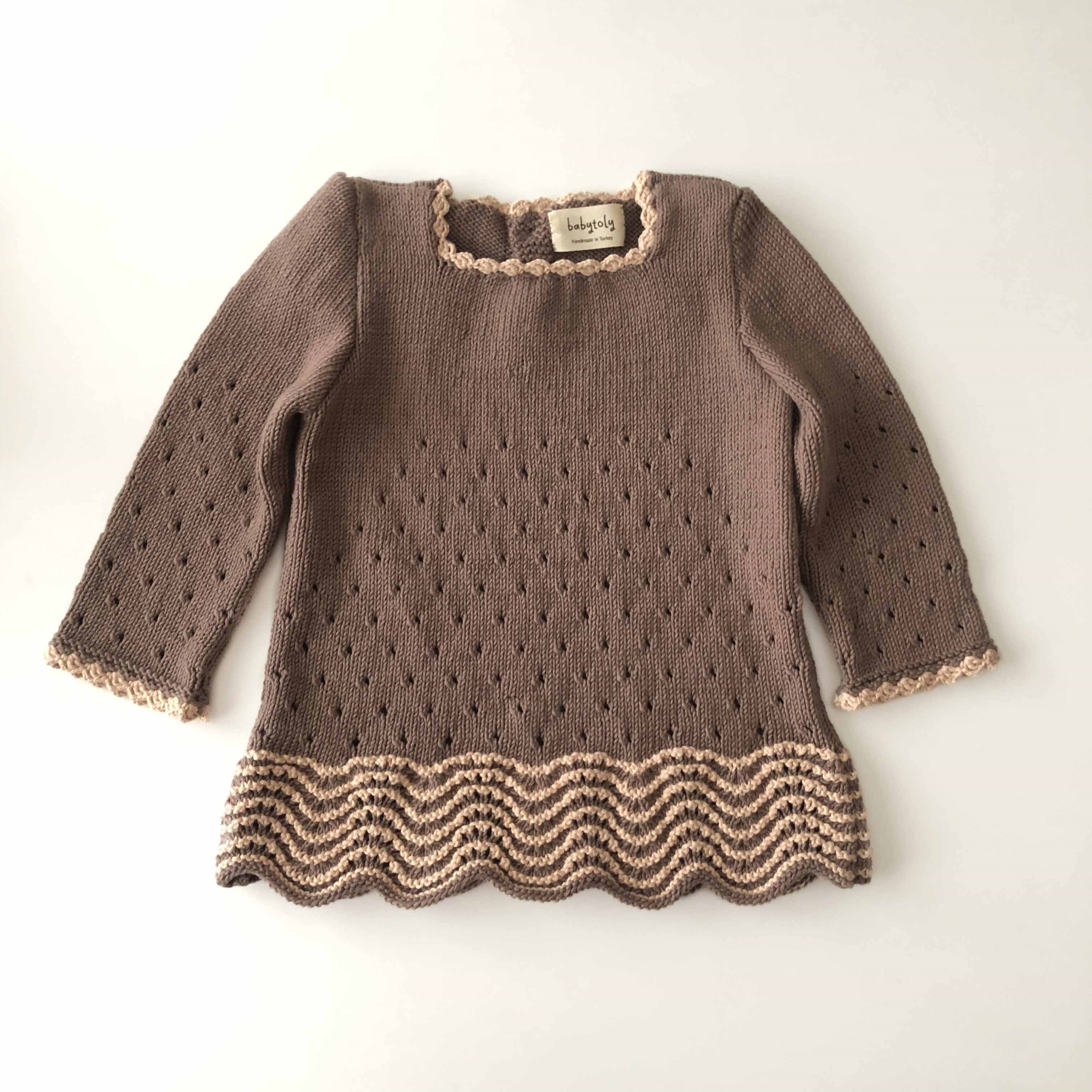 Artemis Dress Long Sleeve / 2 Color, Mink × Ecru