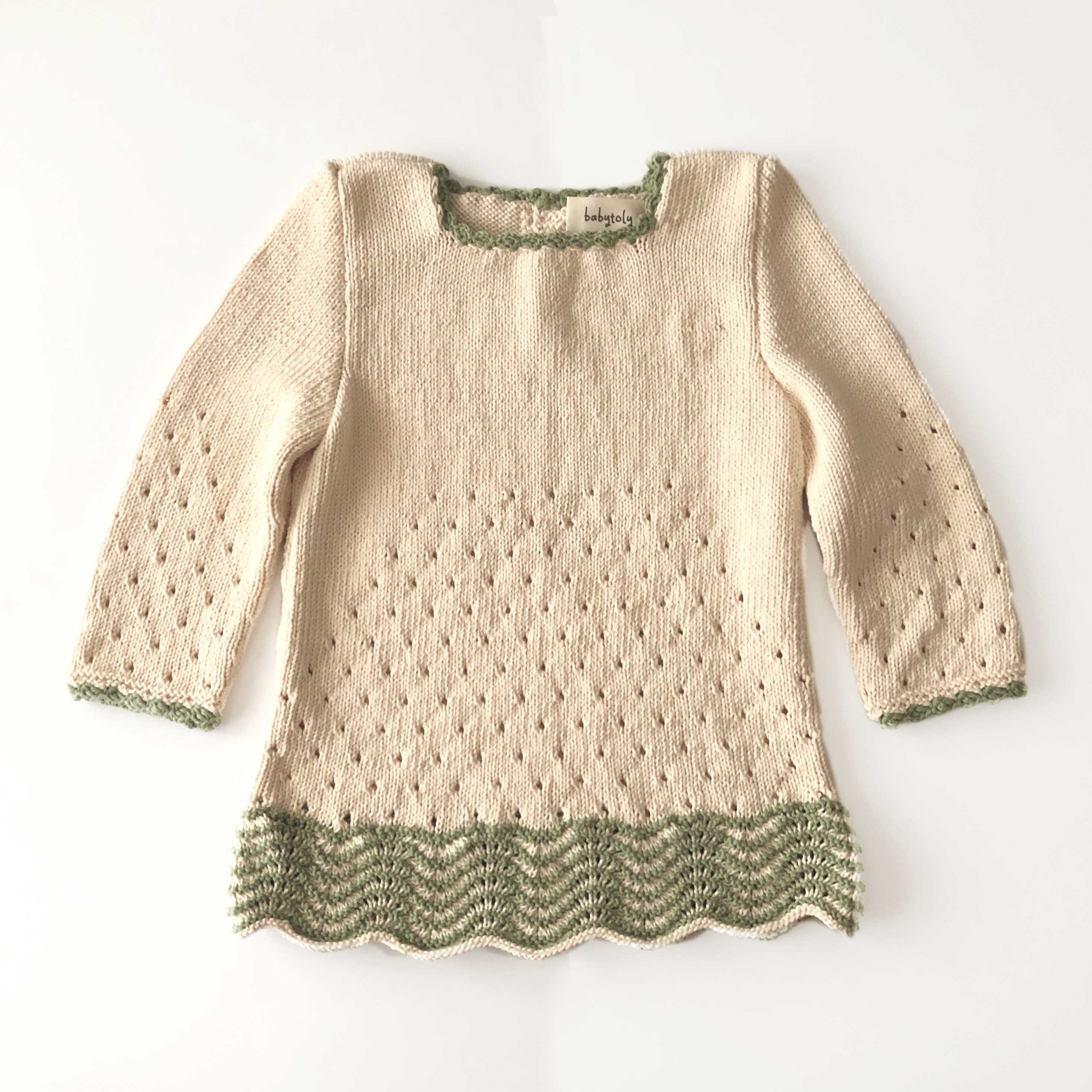Artemis Dress Long Sleeve / 2 Color, Natural × Matcha