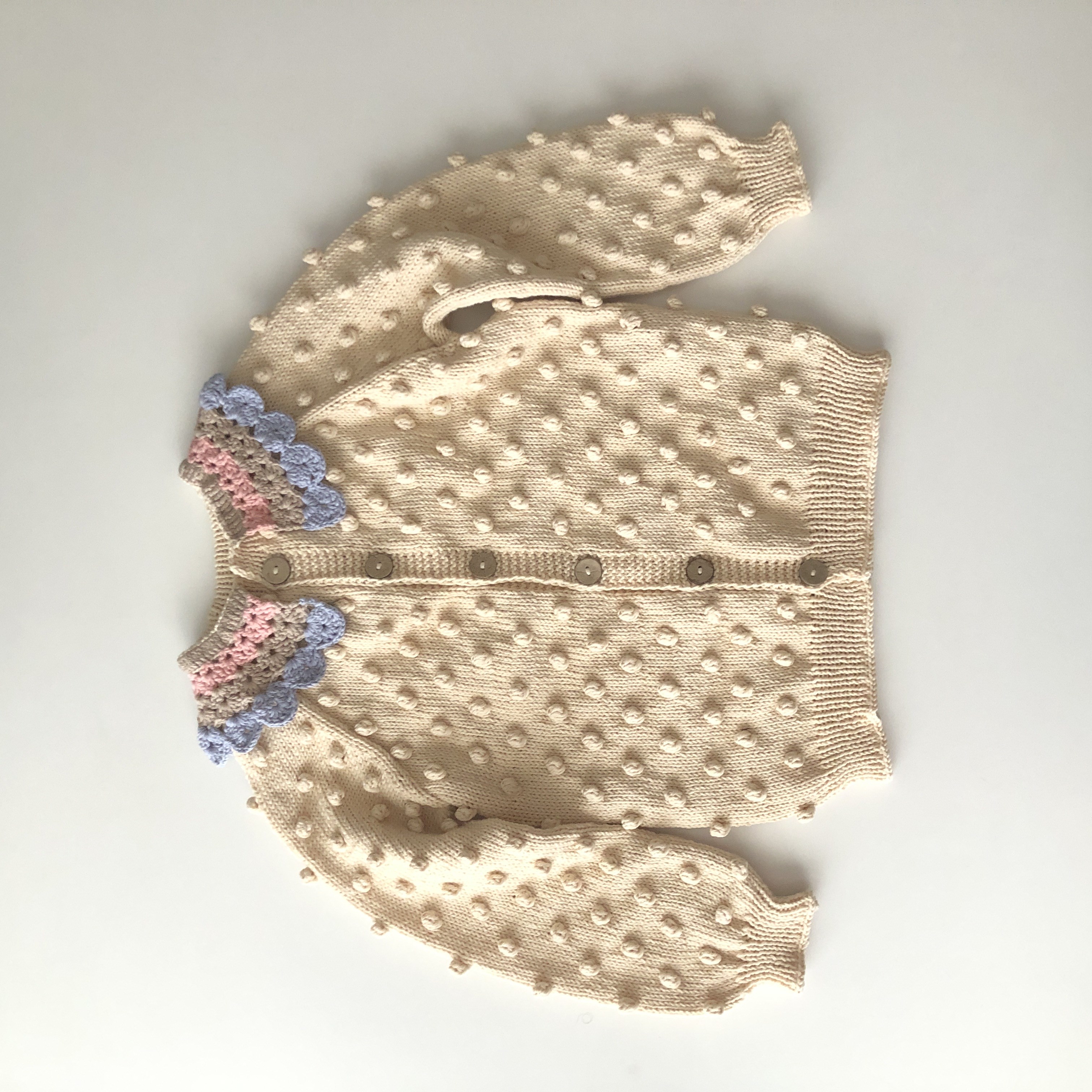 Camille Collar Cardigan, Natural×Serenity Collar