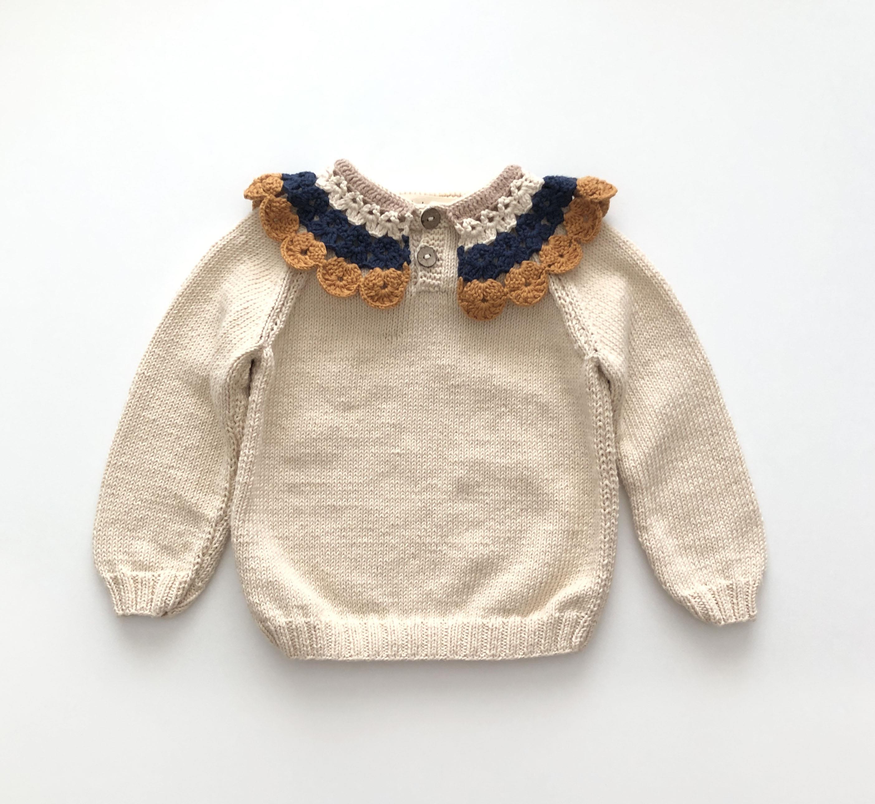 Camille Collar Sweater, Natural × Golden Brown Collar