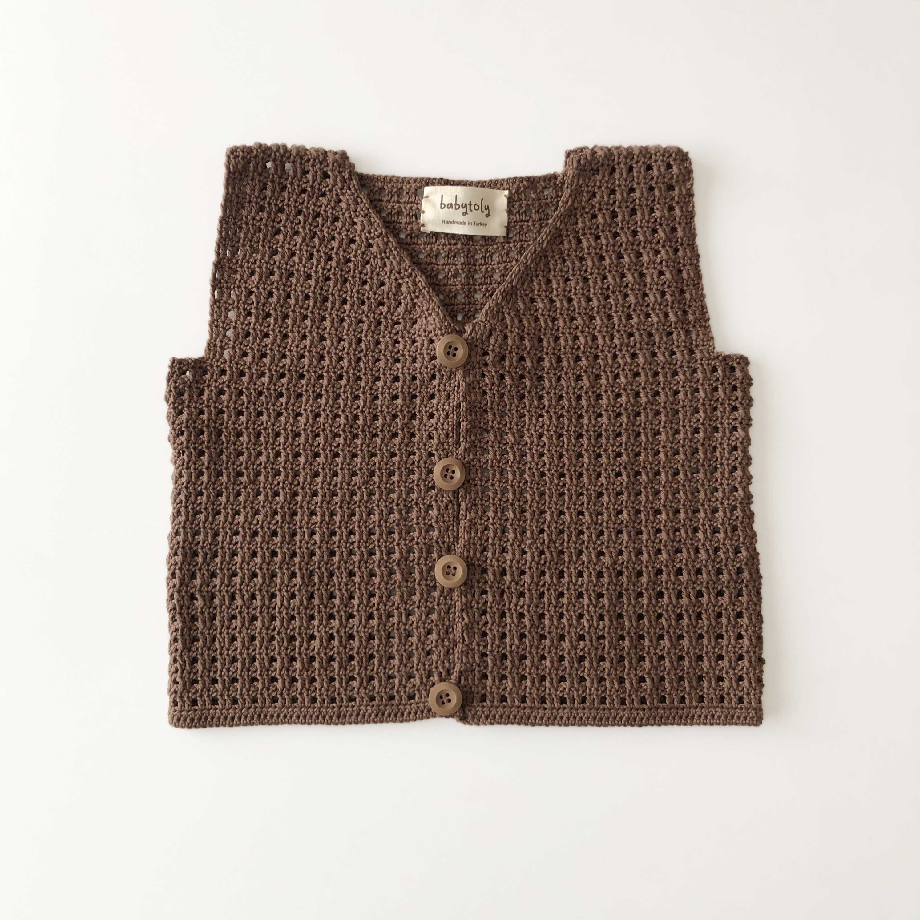 Colin Crochet Vest, Walnut