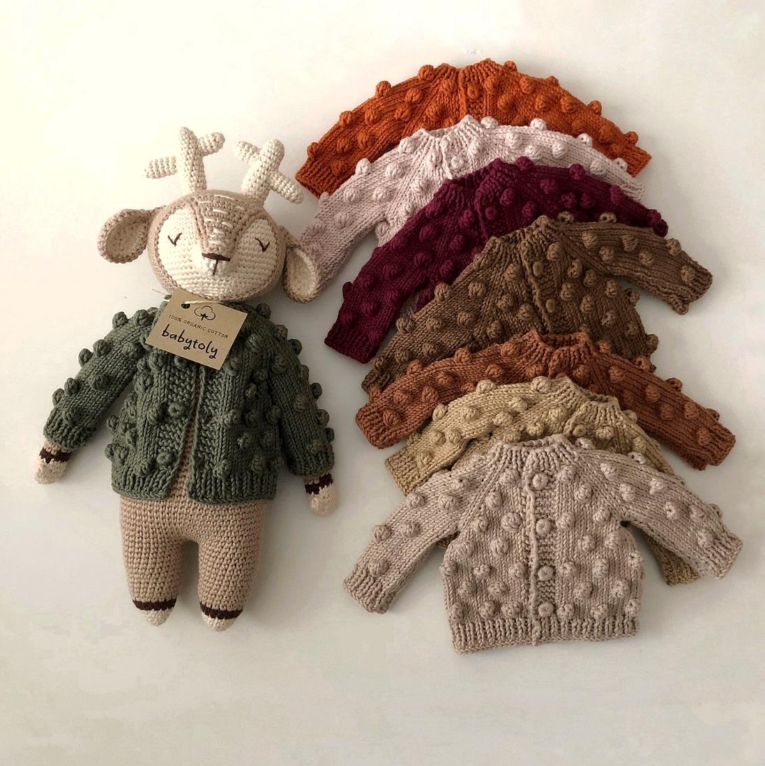 Deer Sleep Friend+Popcorn Cardigan Set, SAGE