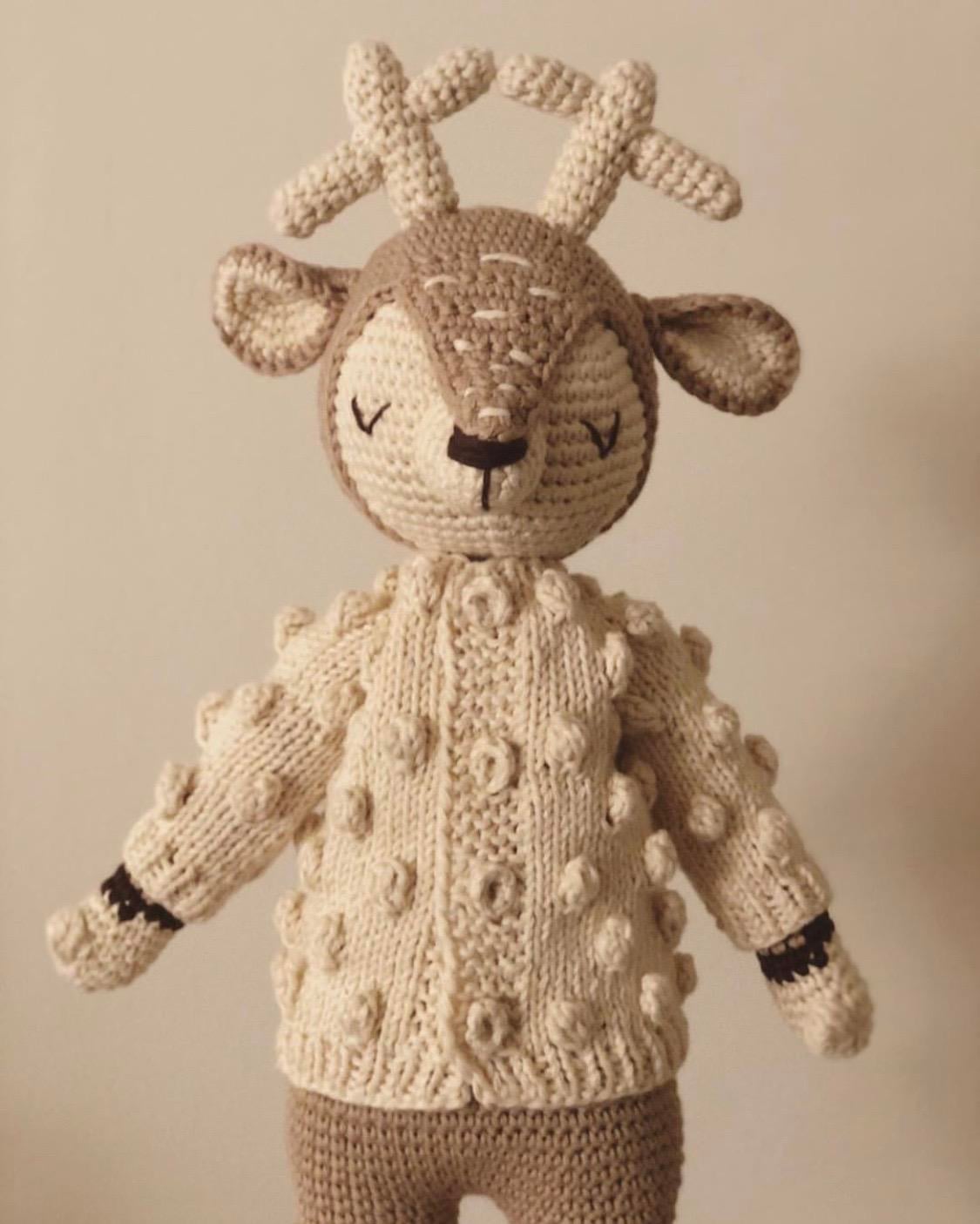 Deer Sleep Friend+Popcorn Cardigan Set, Natural