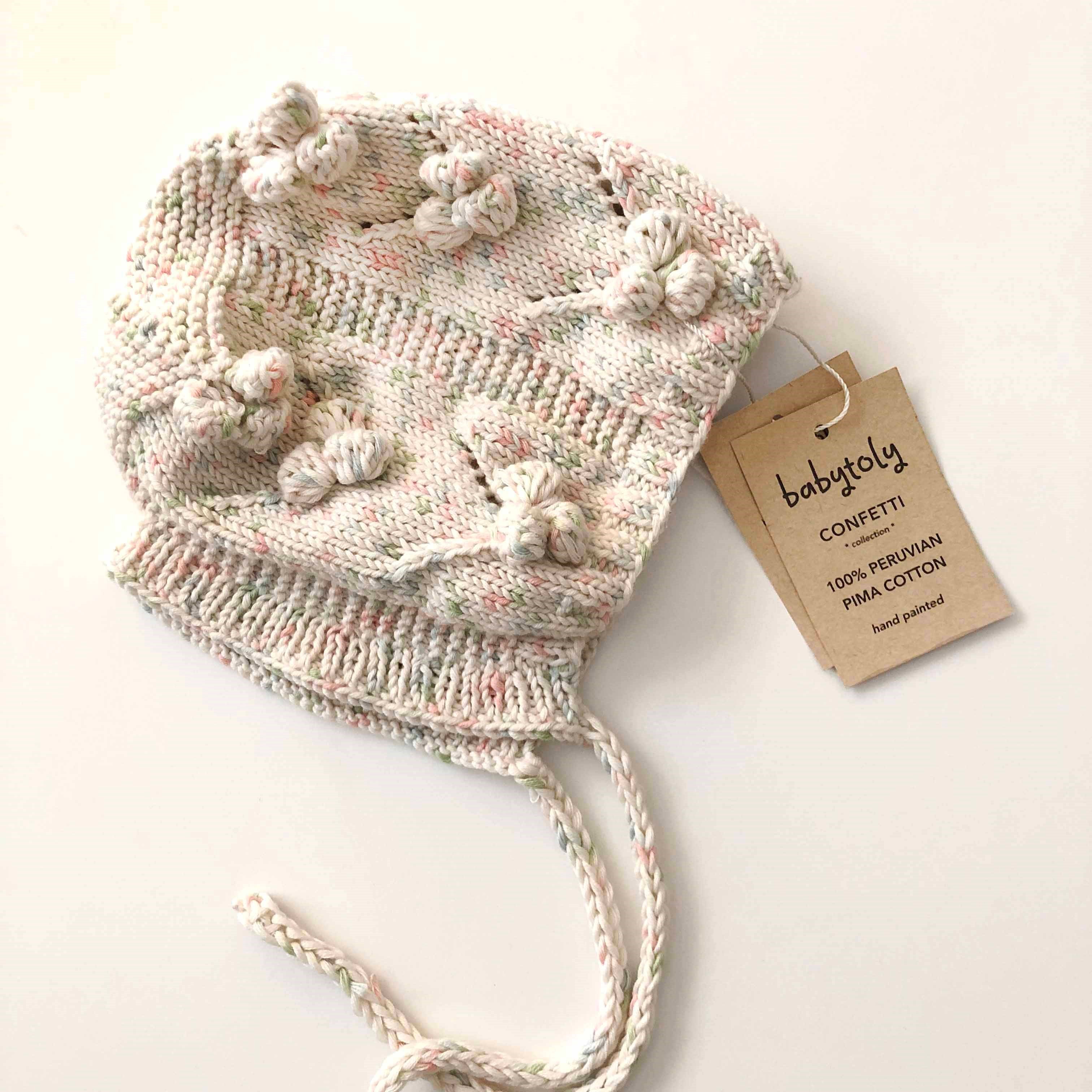 Fancy Popcorn Bonnet, Exclusive Confetti - Pastel Rainbow