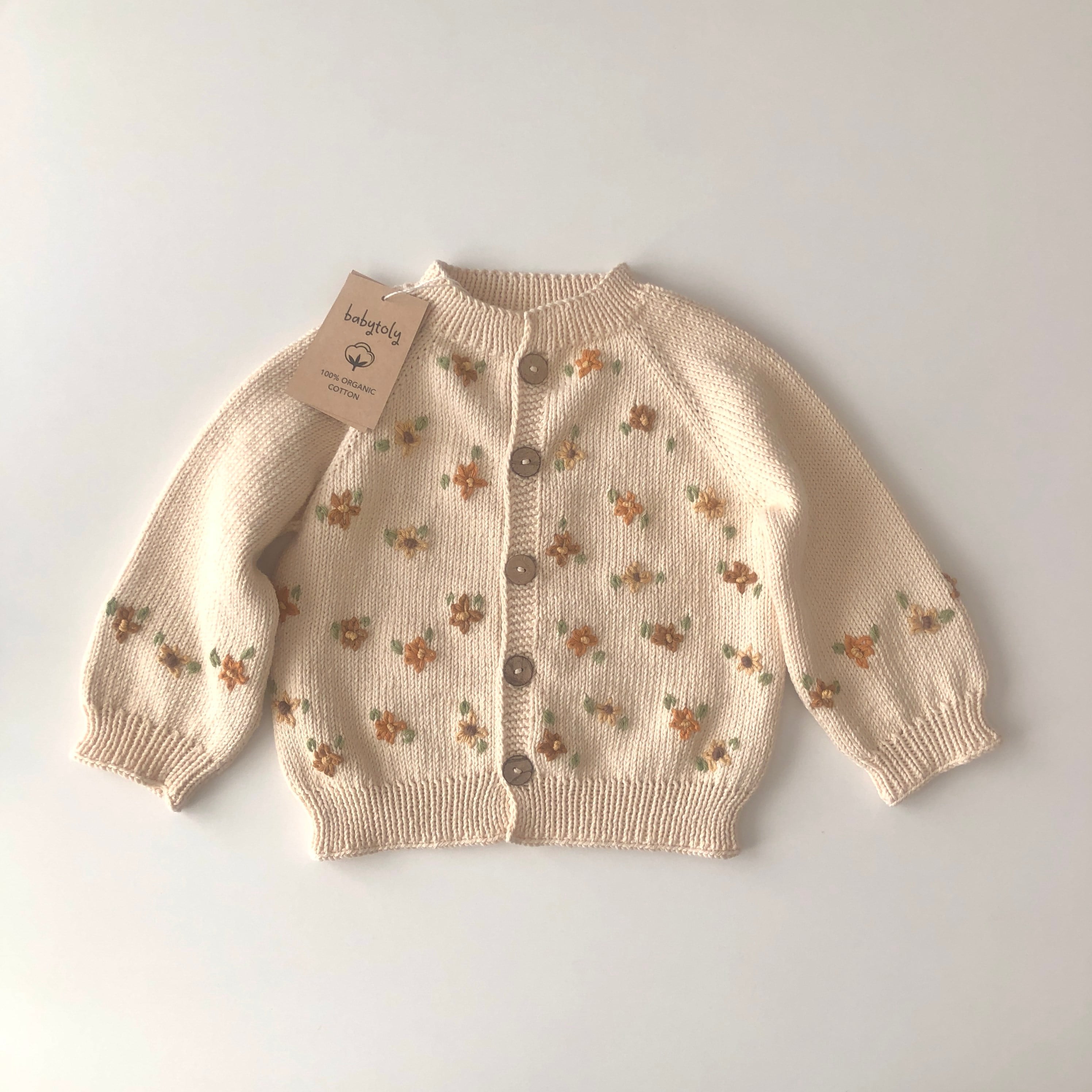 Floral Cardigan, Natural Base