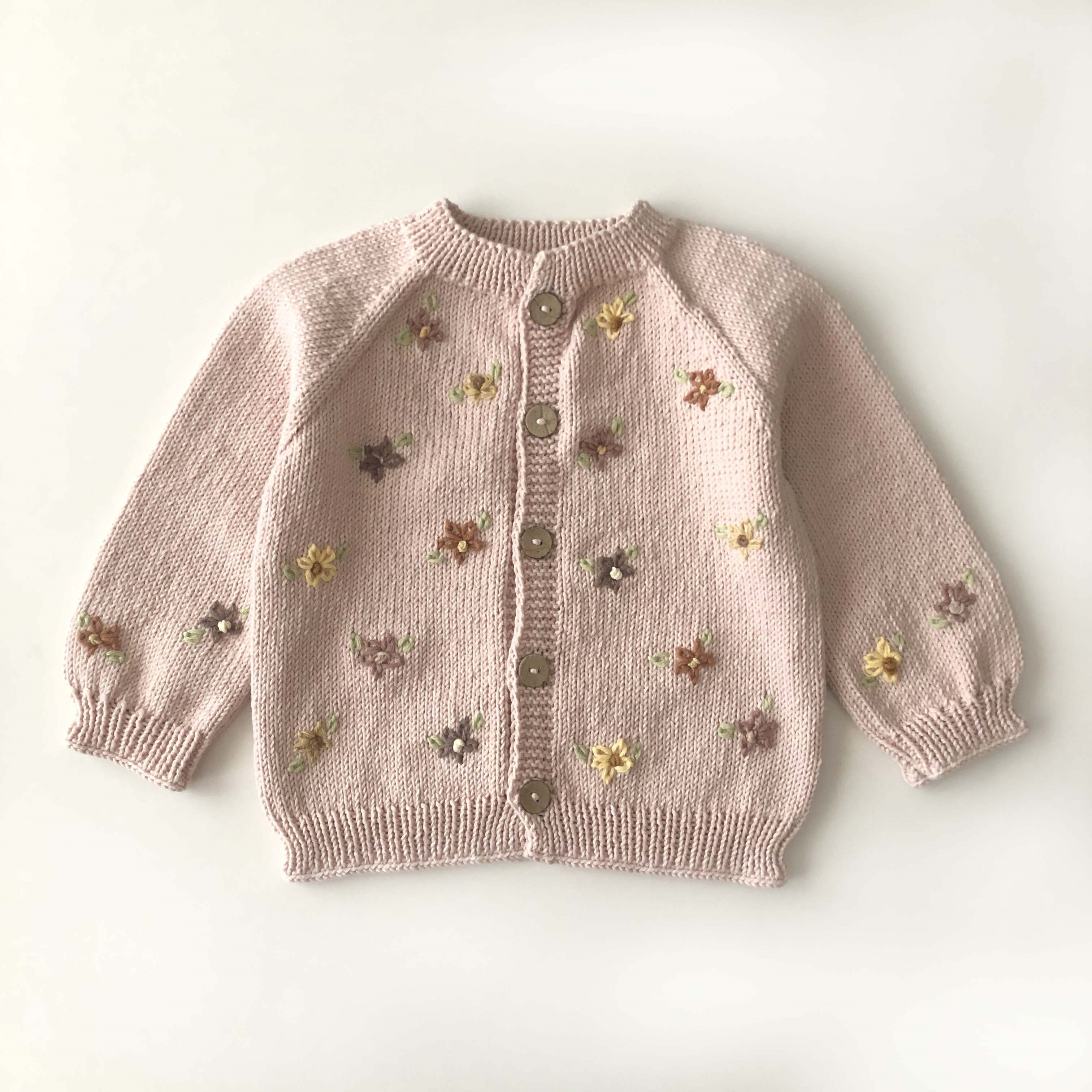 Floral Cardigan, Powder Pink Base