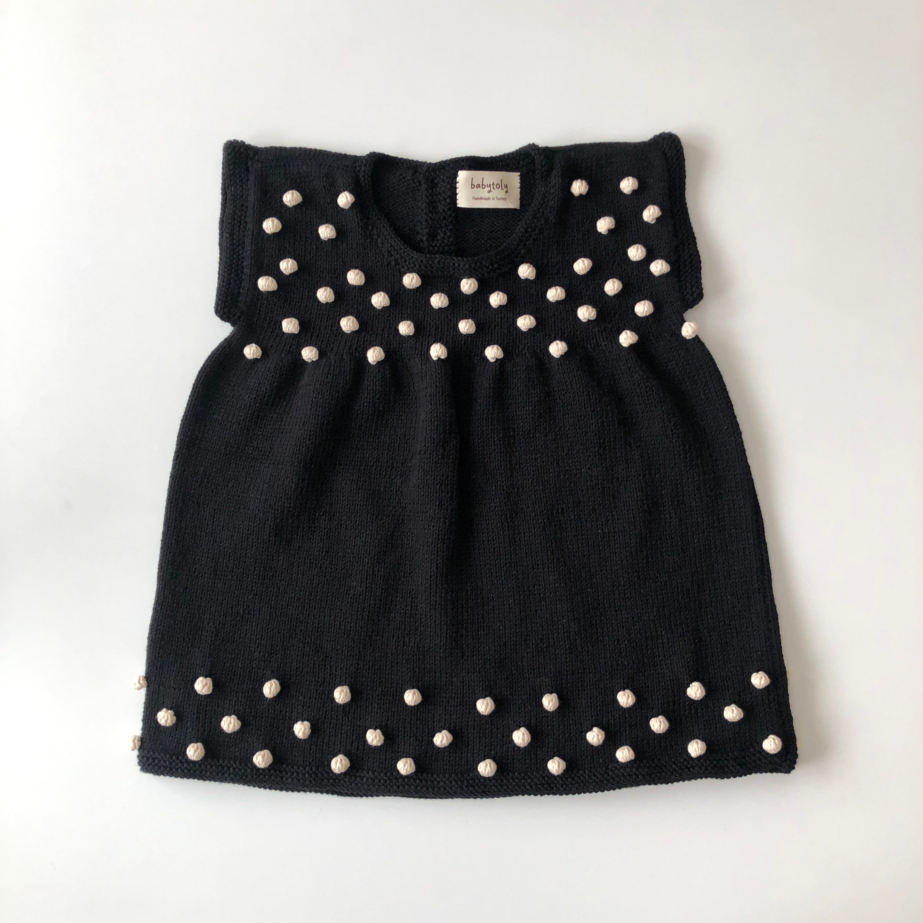 Popcorn Dress, Black × Natural popcorns