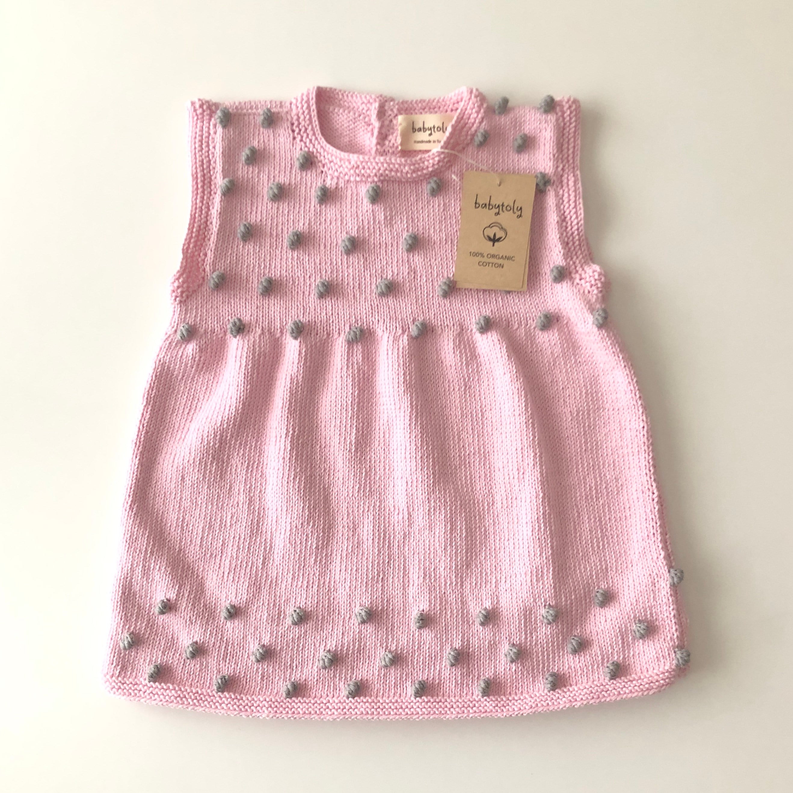 Popcorn Dress, Pastel pink × Pigeon popcorns