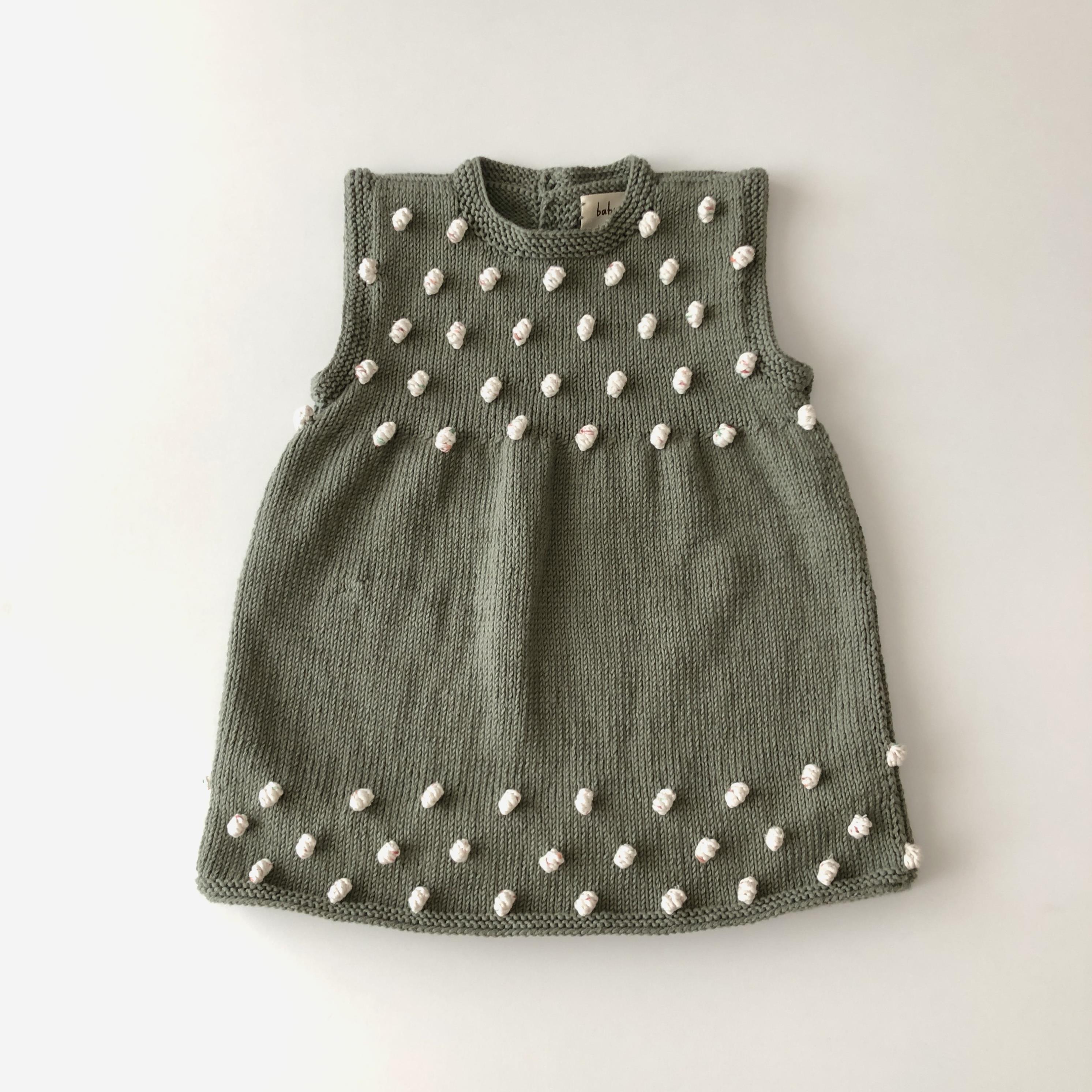 Popcorn Dress, Sage+tea garden