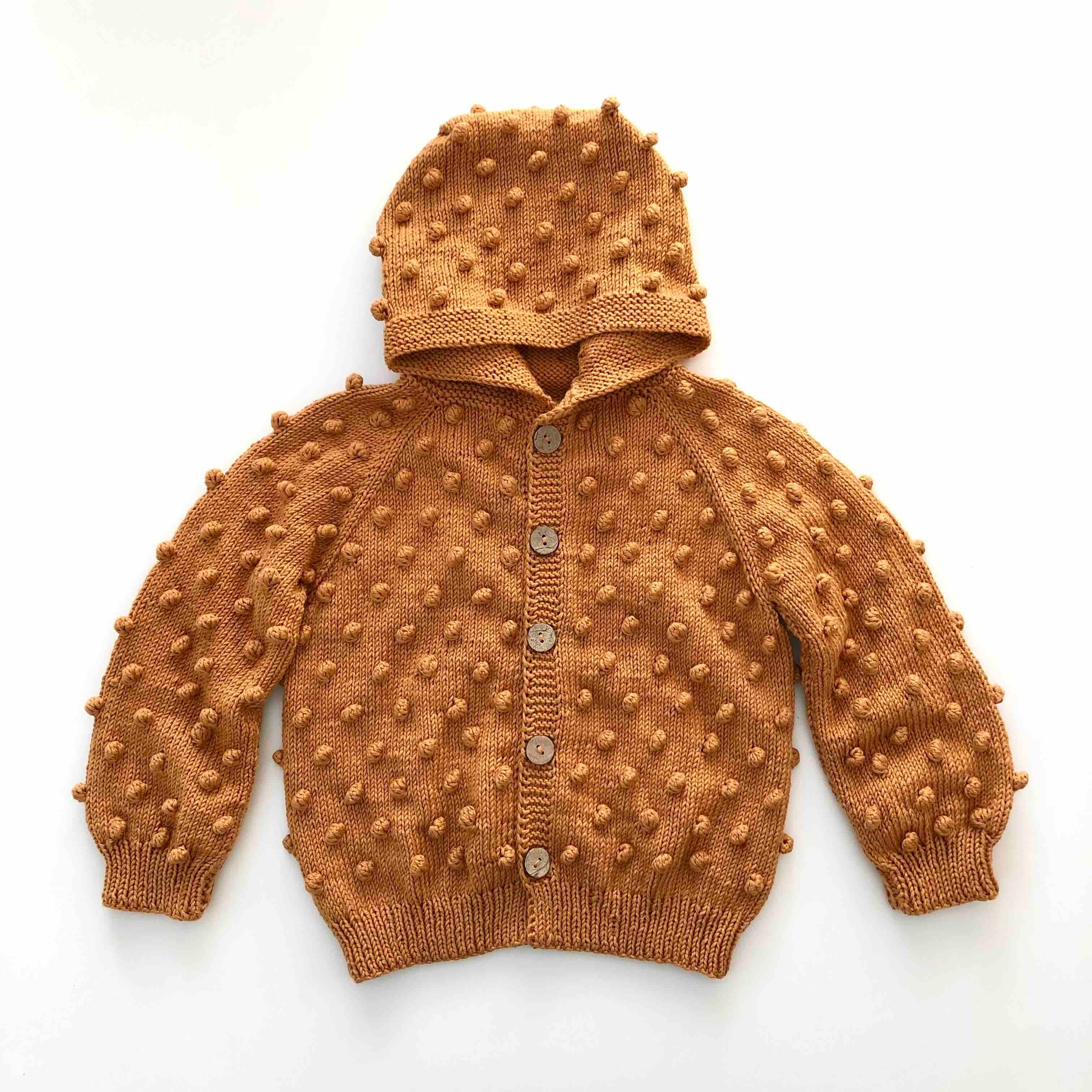 Popcorn Hoodie Cardigan, Golden Brown