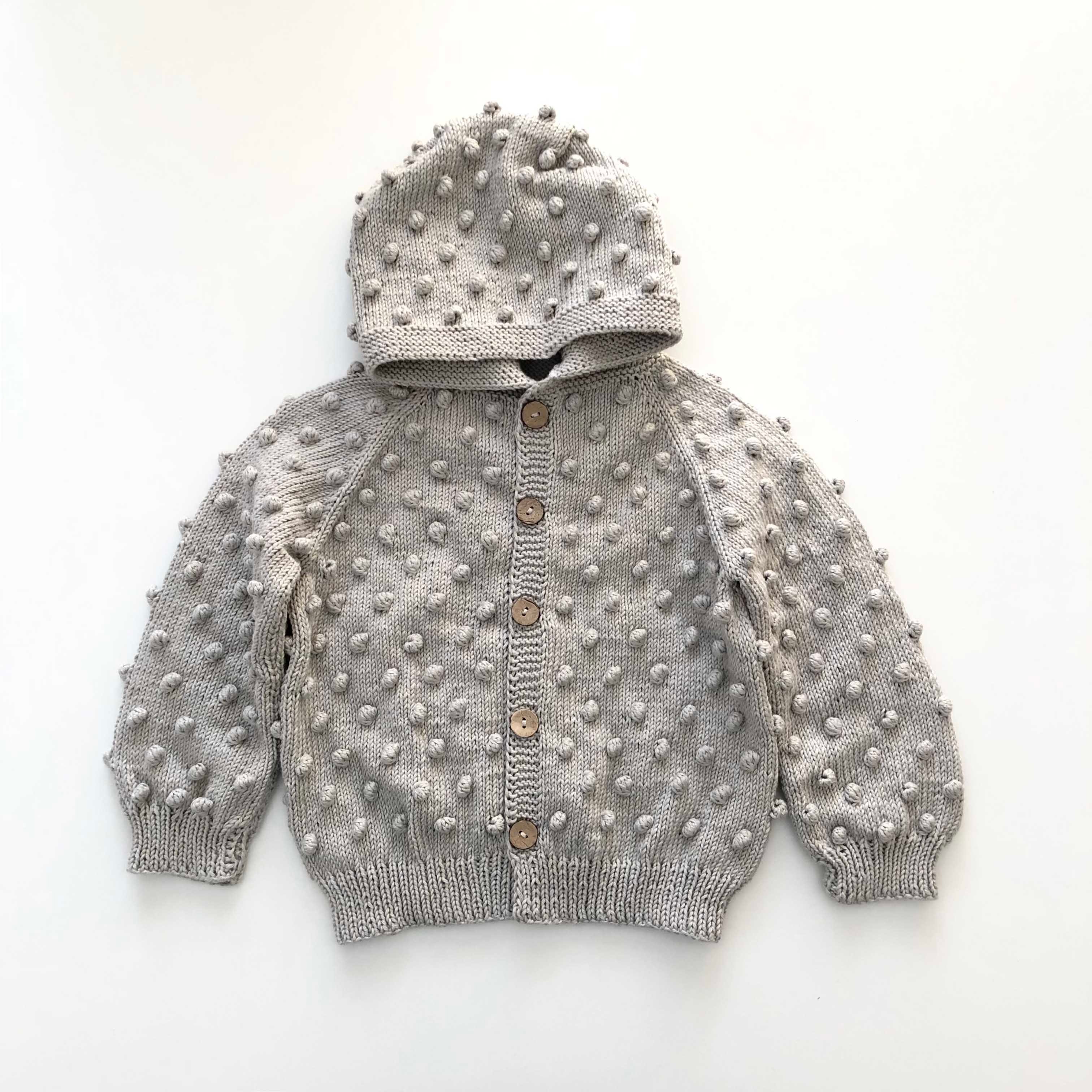 Popcorn Hoodie Cardigan, Silver