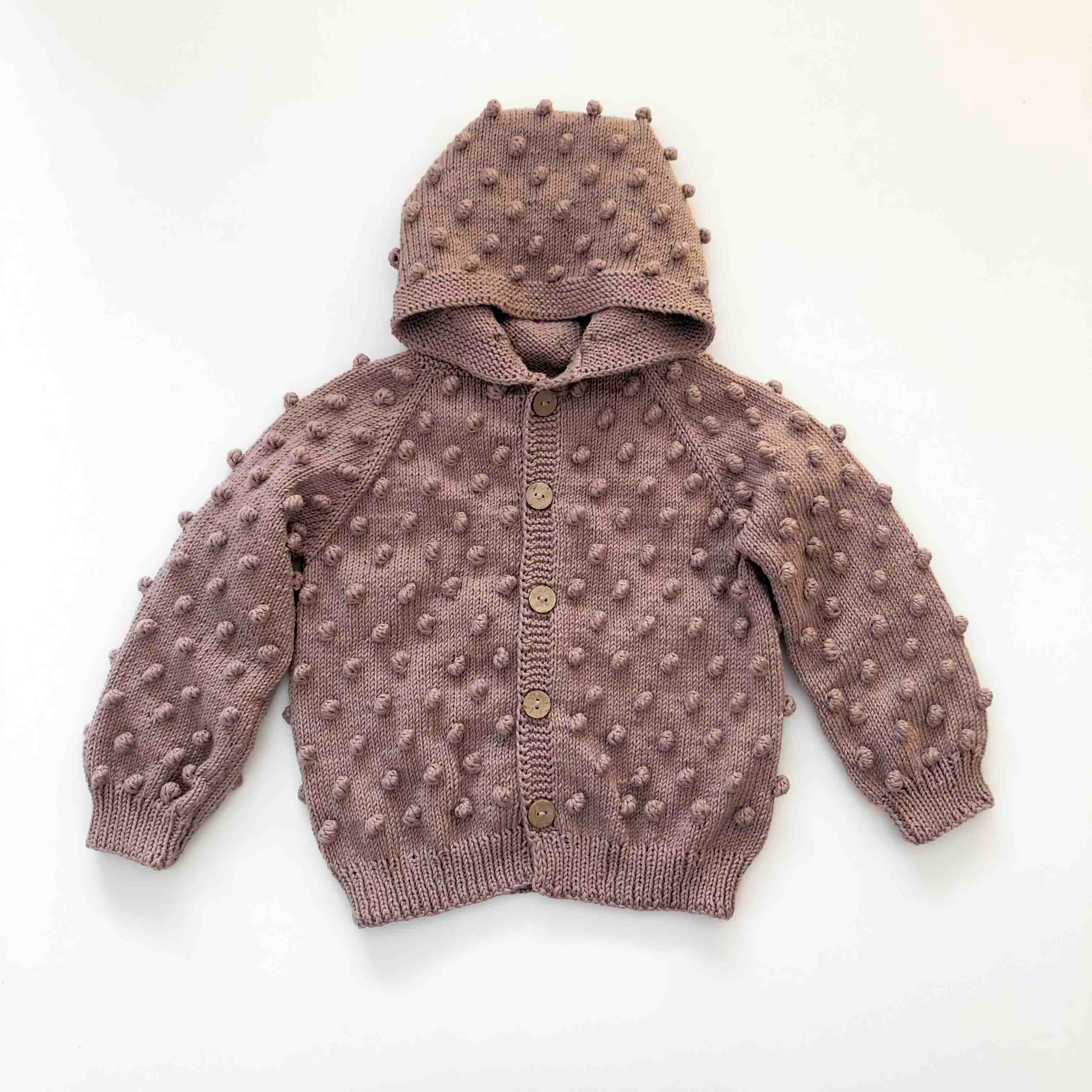 Popcorn Hoodie Cardigan, Taupe