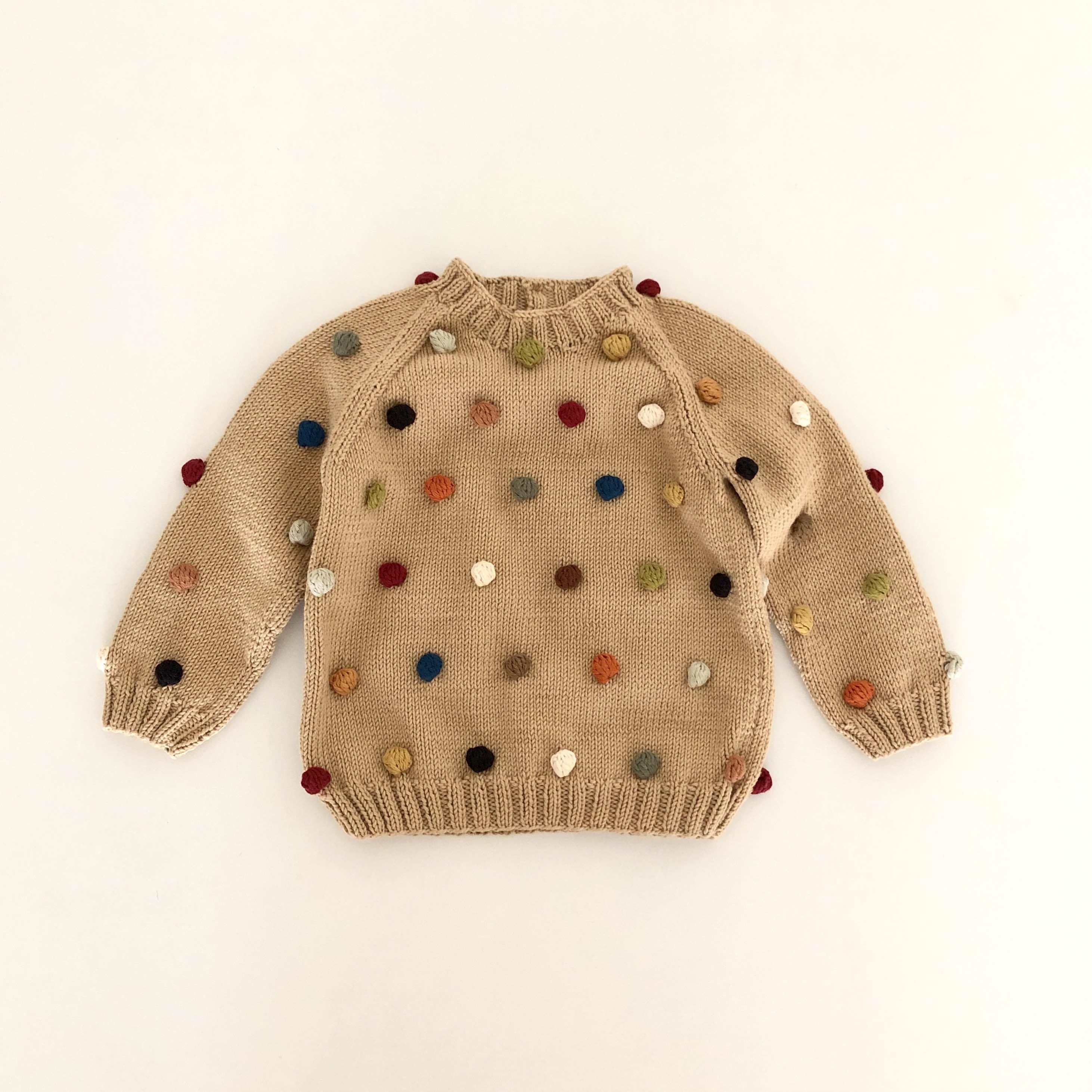 Rainbow Popcorn Sweater,Honey,Knit Stitch