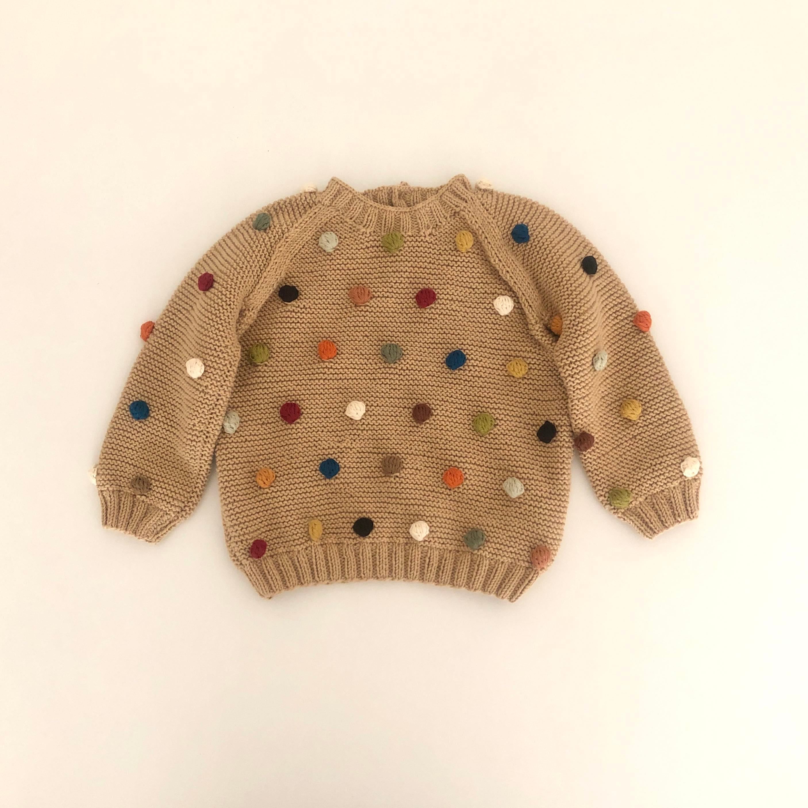 Rainbow Popcorn Sweater,Honey,Purl Stitch