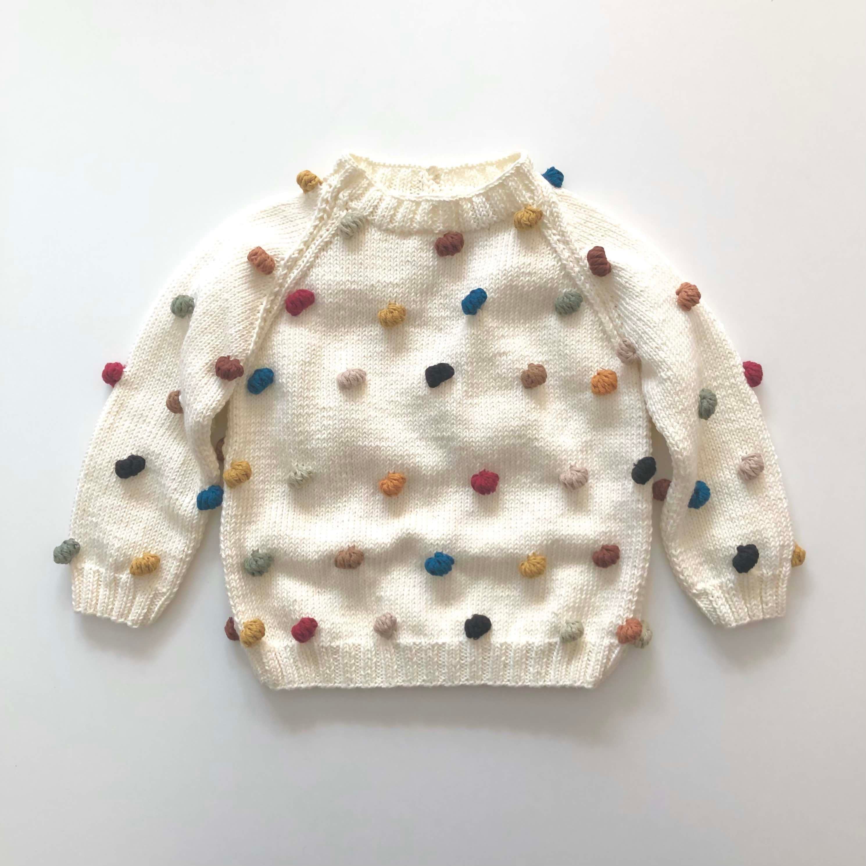 Rainbow Popcorn Sweater,Snow,Knit Stitch