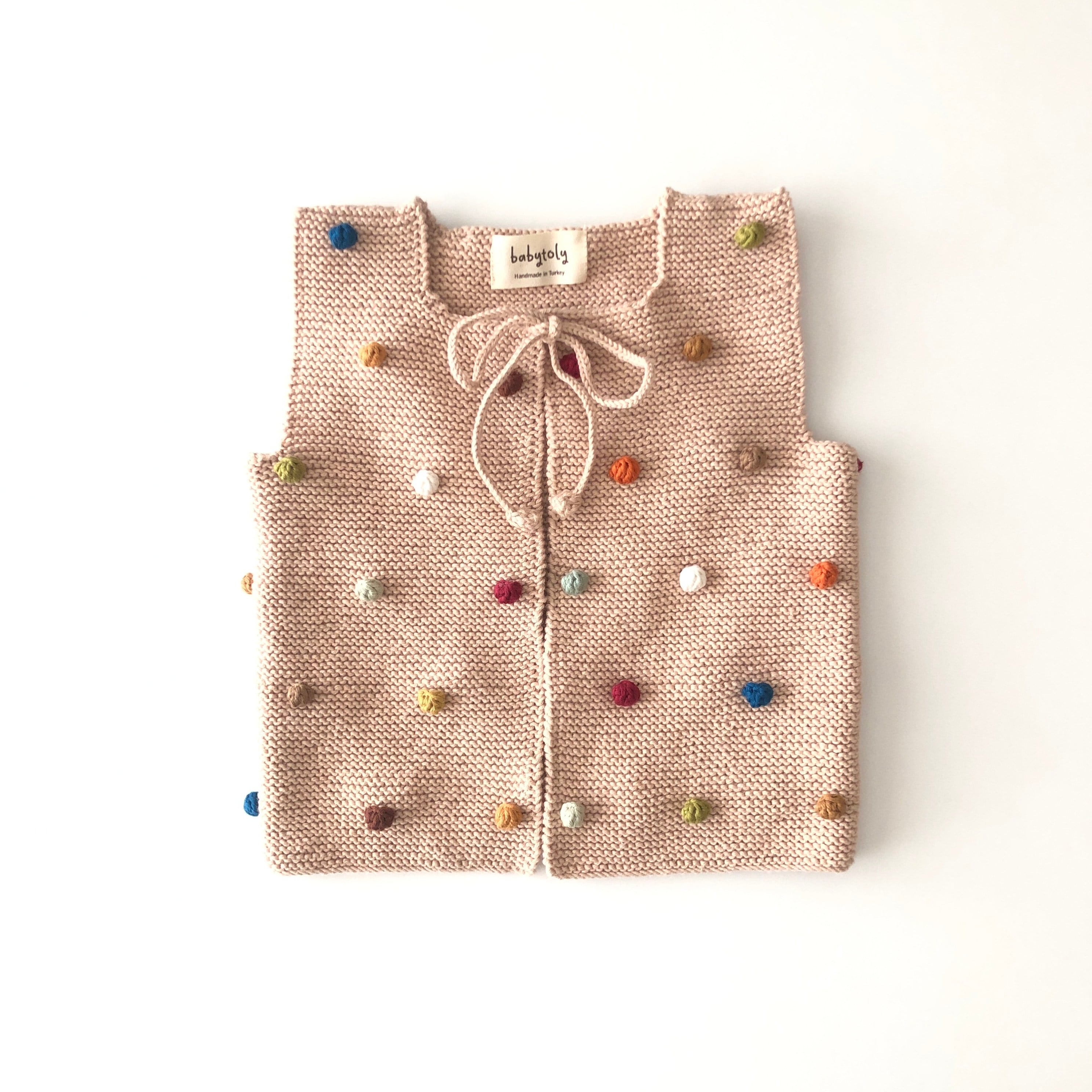 Rainbow Popcorn Vest, Ecru
