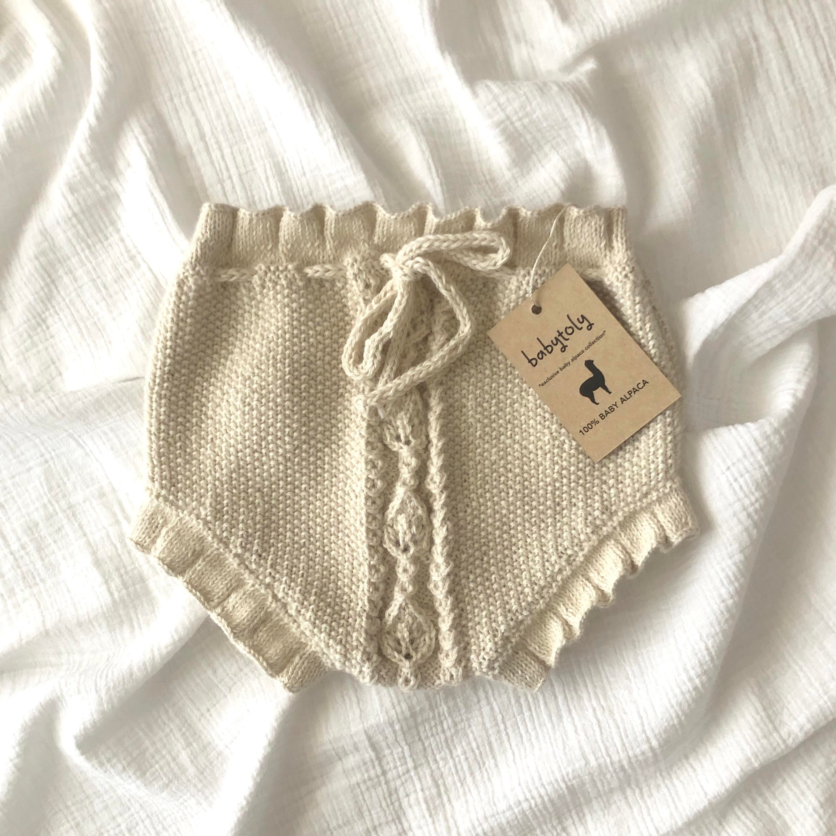 Rococo Bloomer and Bonnet Set - 100% Baby Alpaca