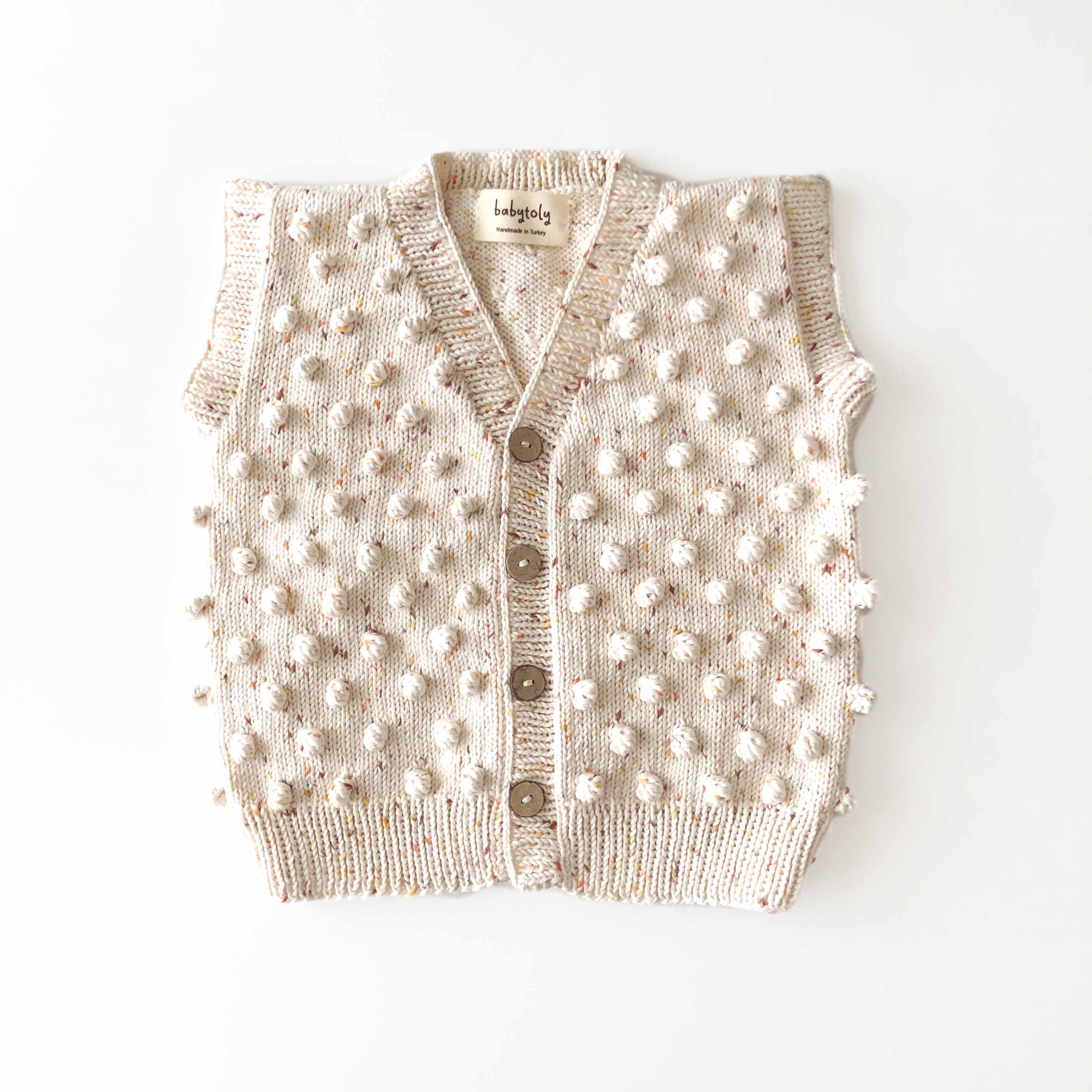 V-Neck Popcorn Vest, Exclusive Confetti - Pumpkin Spice