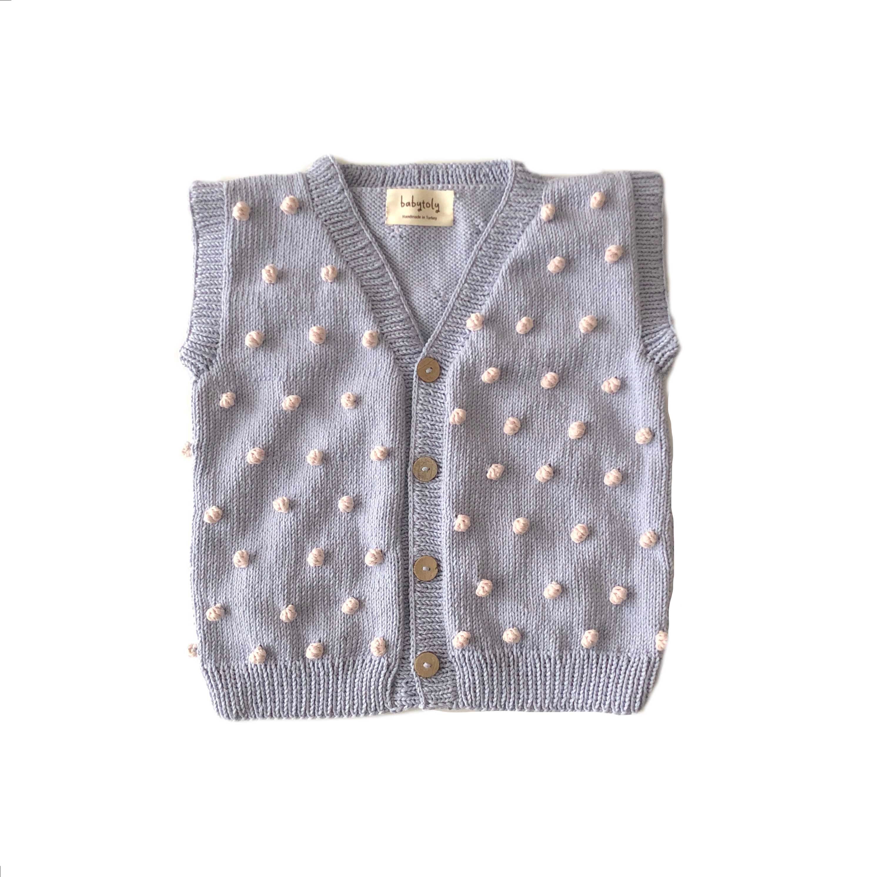 V-Neck Popcorn Vest, Periwinkle