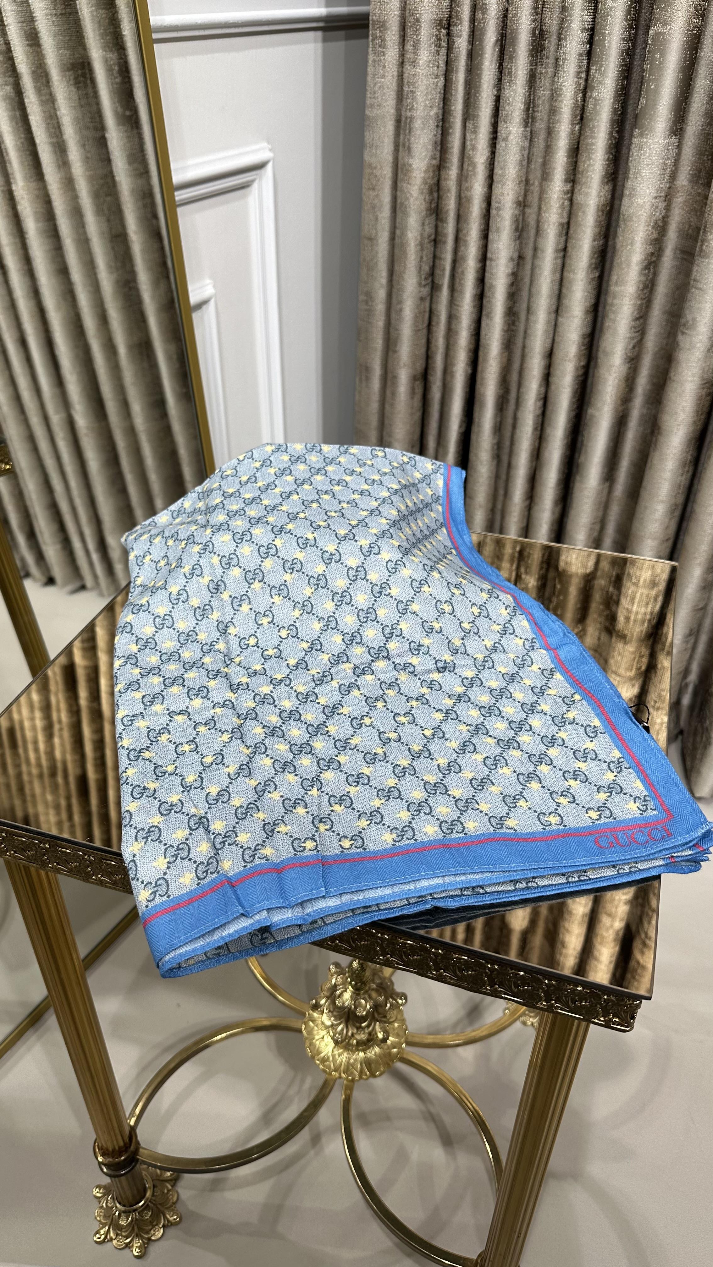 %100 G DESEN YÜN ŞAL MAVİ  (ARI) 