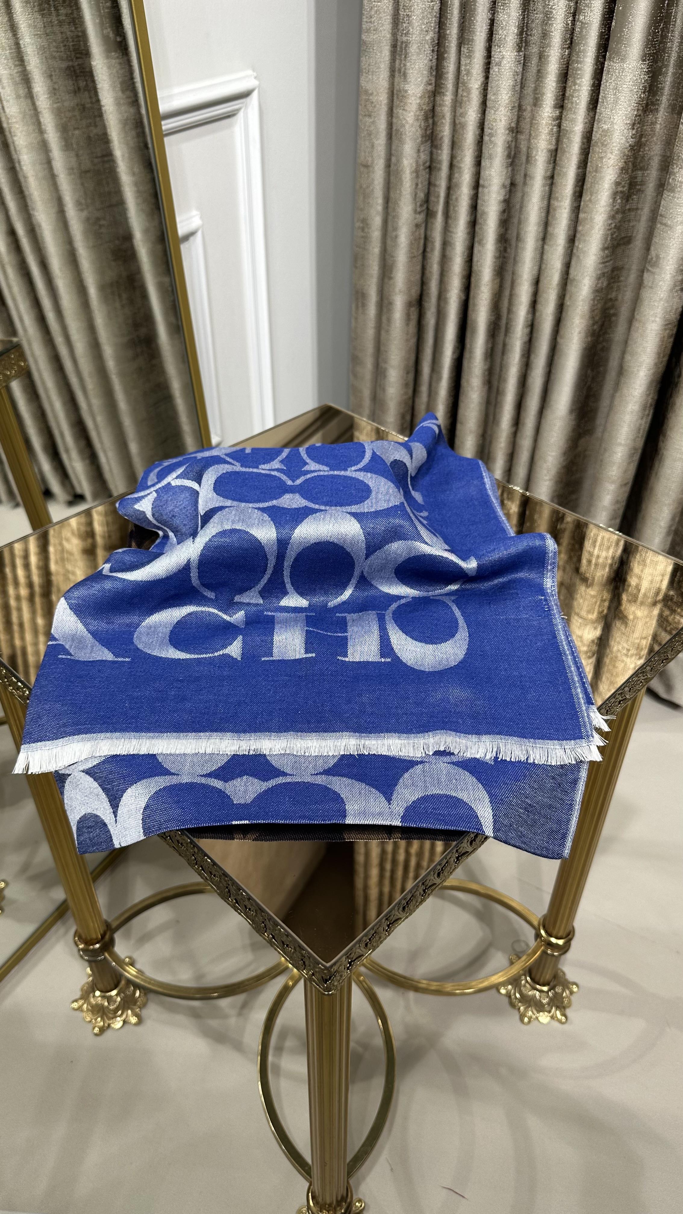 C DESEN YÜN ŞAL KOT MAVİ