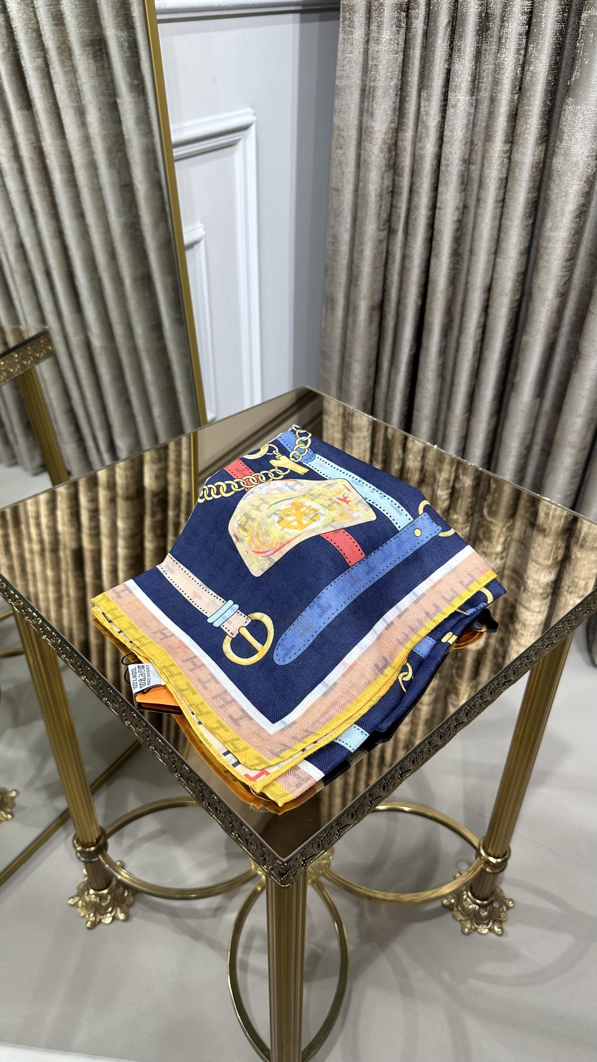 H DESEN YÜN EŞARP LACİVERT