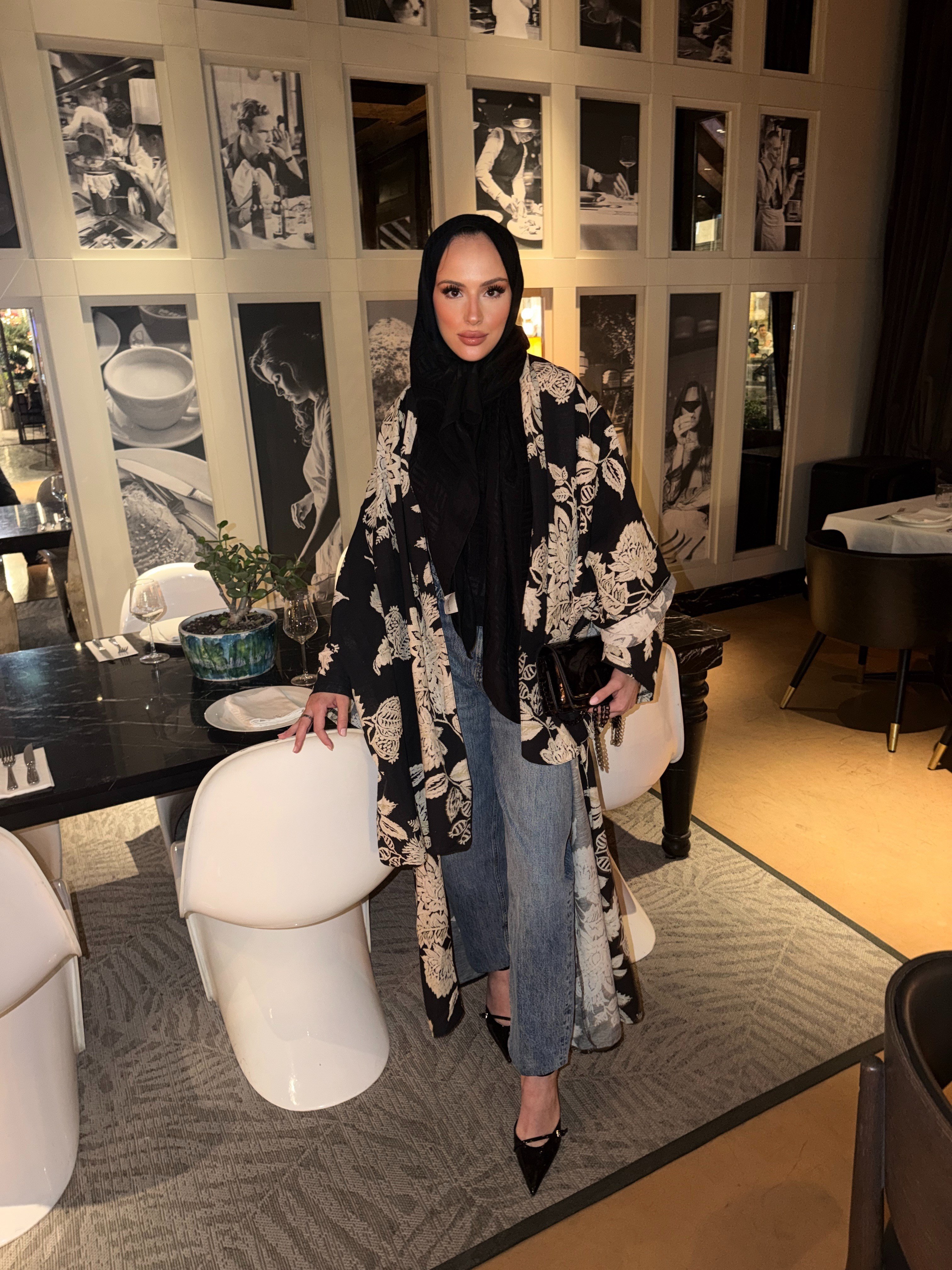 İTHAL KETEN TASARIM ABAYA SETİ SİYAH