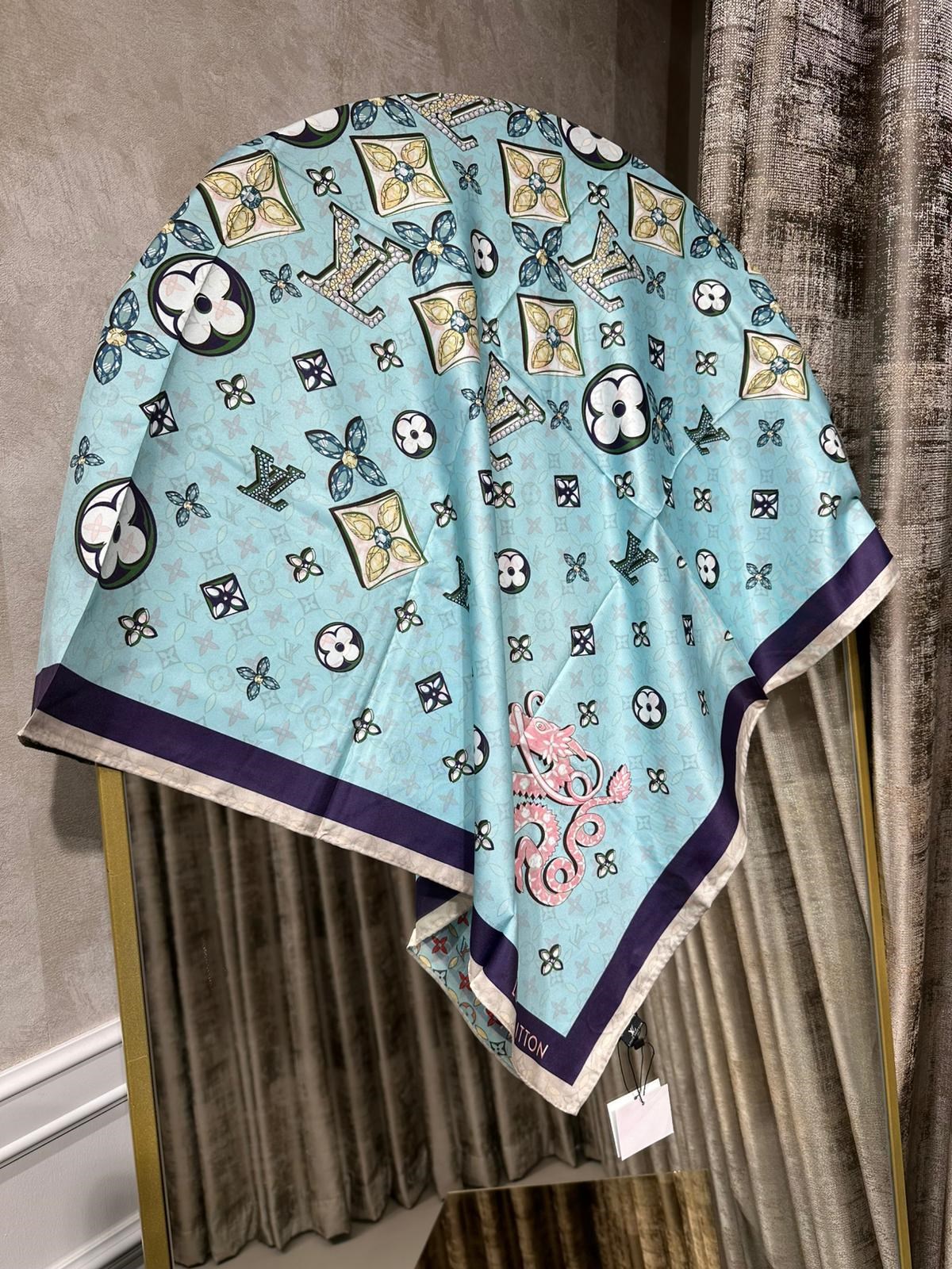 LV TWİL İPEK EŞARP MAVİ