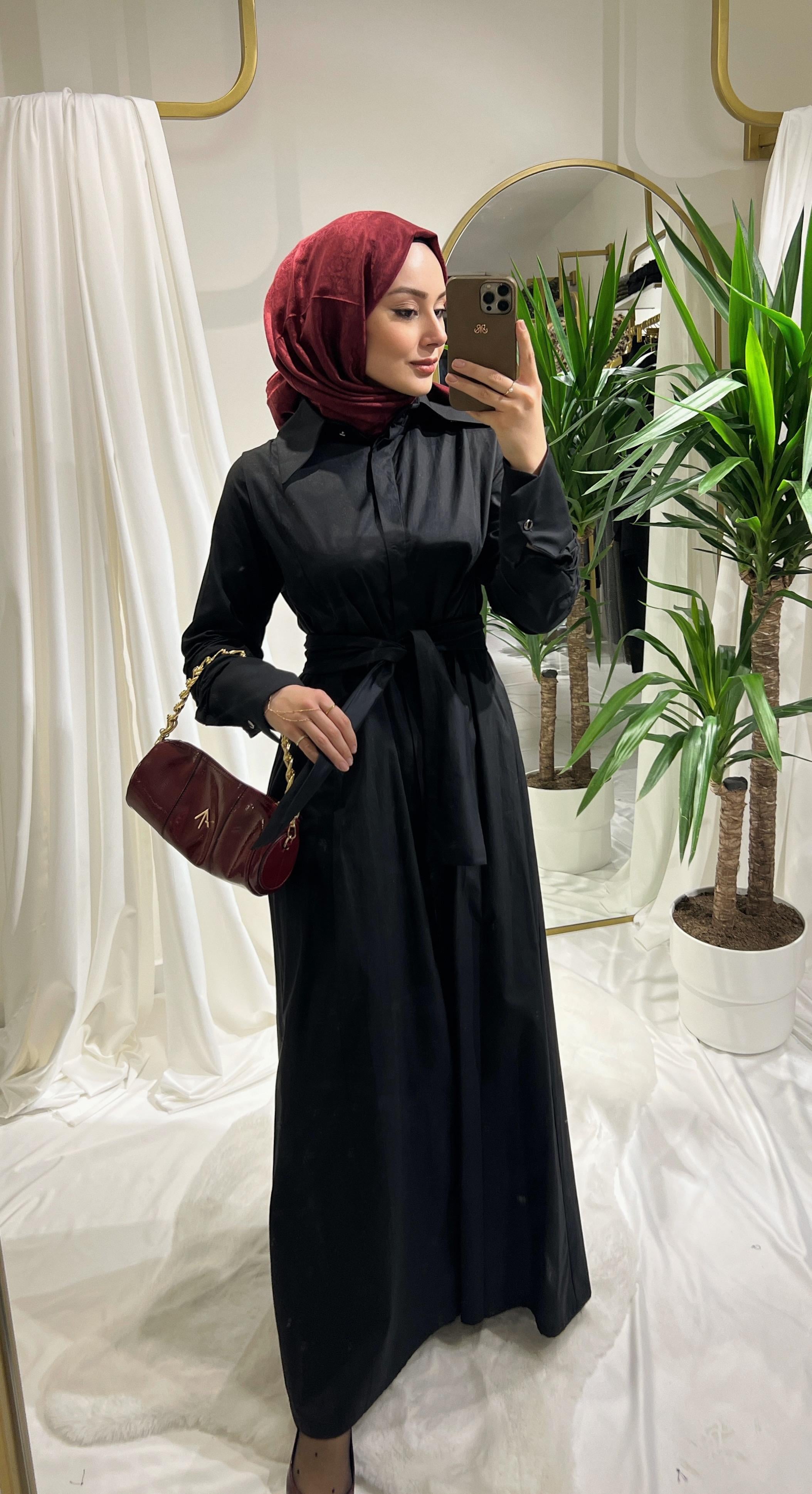 Poplin Elbise Siyah