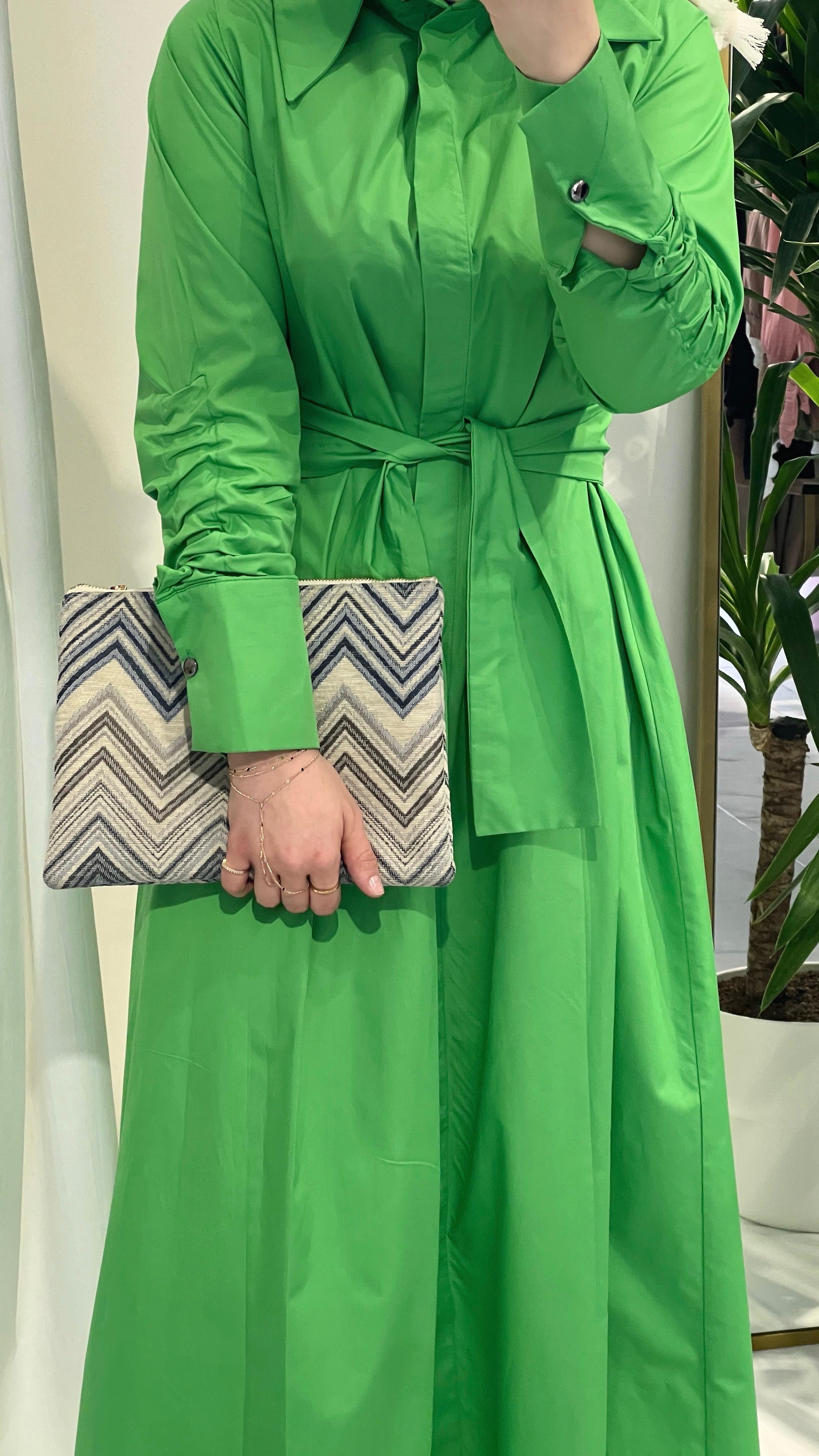 Poplin Elbise Yeşil