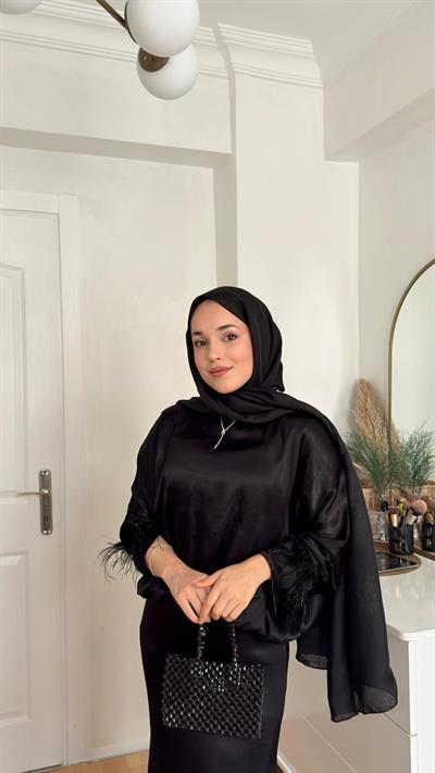 LİSA BALIK ETEKLİ ABİYE SİYAH